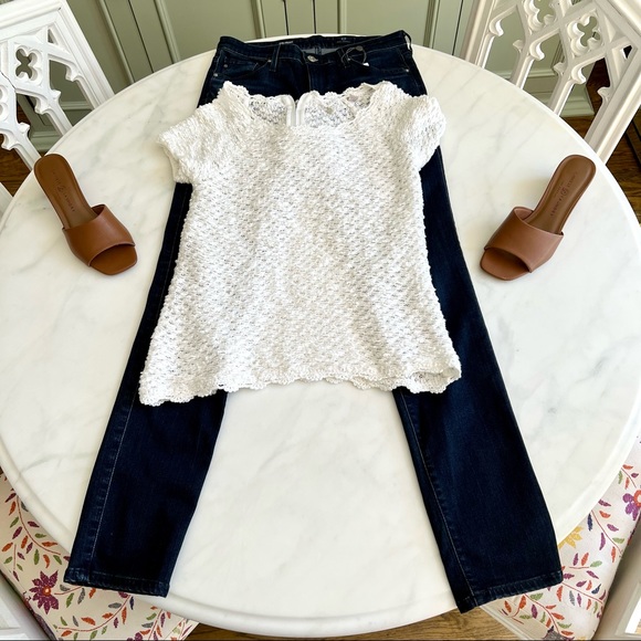 NWOT Anthropologie Knitted & Knotted Crochet Top White Sz S - Picture 3 of 9